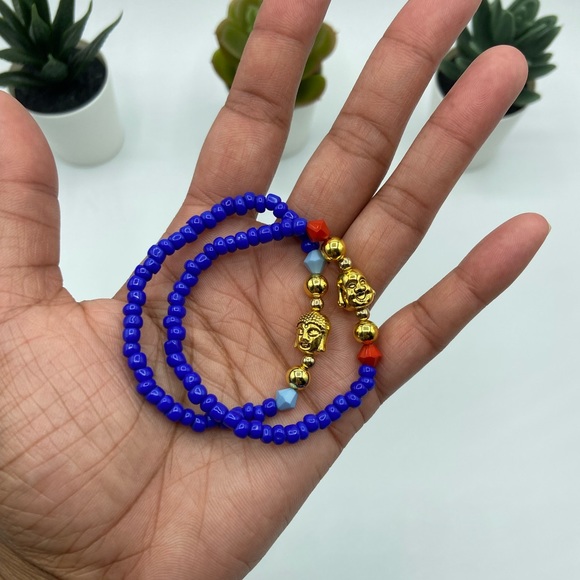 Buddha Head Tibetan Style Stretch Bead Bracelet Set - Picture 2 of 12